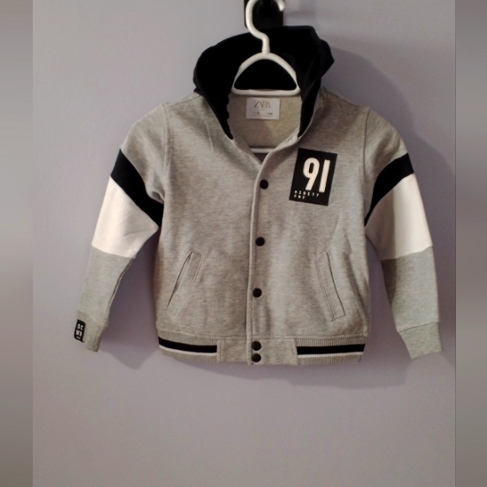 Gray and Black Kids Hoodie